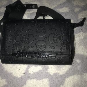 Betsey Johnson Black Skull Embossed Crossbody Bag